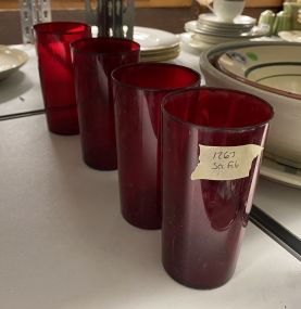 Four Red Drinking Glasses