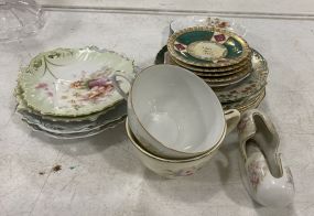 Set of Assorted Hand Painted Porcelain Plates