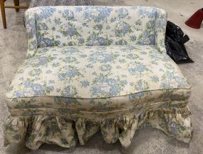 Vintage Floral Upholstered Small Bench
