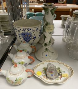 Porcelain Tea Pots, Planter, Candle Holders and Dish