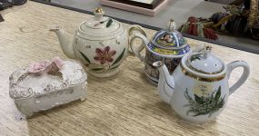 Group of Porcelain Coffee Pitchers and Trinket Box
