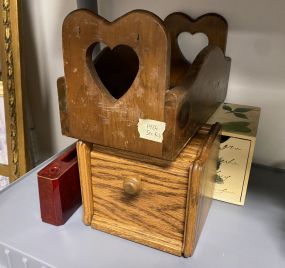 Pine Heart Box, Pen Holder, and box