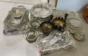 Group of Silverplate and Glass Serving Pieces