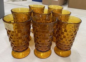 8 Amber Glass Whitehall Ice Tea Glasses