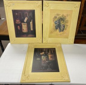 Three Decorative Wine Giclee Prints