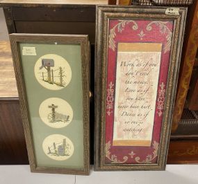 Folk Art Cross Stitch and Quote Framed Art