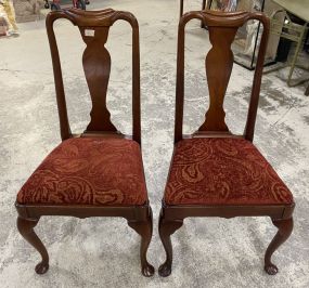 Pair of Queen Anne Style Mahogany Dining Chairs