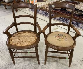 Pair of Walnut Victorian Style Arm Chairs
