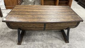 Modern Reproduction Oak Whiskey Barrel Coffee Table