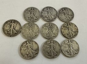 10 Walking Liberty Half Dollars