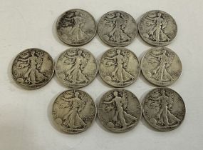 10 Walking Liberty Half Dollars