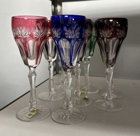 Bleikristrall Crystal Multi Color Wine Stems