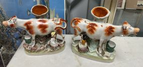 Pair of English Staffordshire Cow Figurines