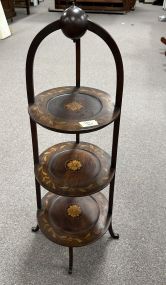 Antique Reproduction Marquetry 3 Tier Muffin/Cake Stand