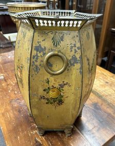 Antique Painted Tin Storage Barrel