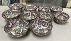 10 Japanese Famillie Rose Medallion Rice Bowls