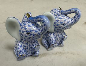 Two Herend Hand Painted Elephants