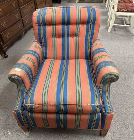 Striped Upholstered Arm Chair