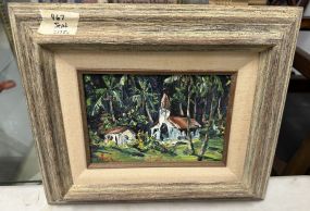 Framed Oil Painting by Old Church