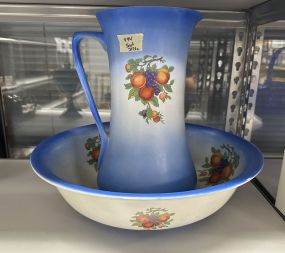 Porcelain Vintage Wash Pitcher and Bowl