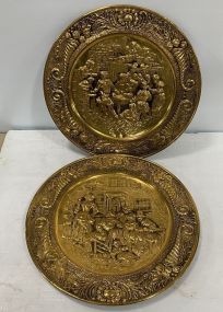 Pair of Embossed Brass Wall Chargers