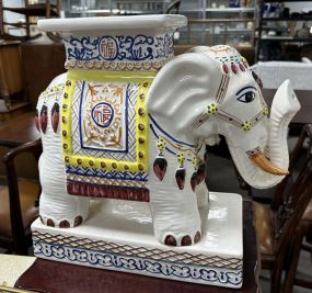 White Ceramic Elephant Plant Stand