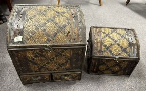 Two Decorative Woven Style Boxes
