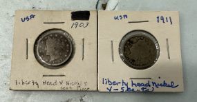 1903 and 1911 Liberty Head V Nickels