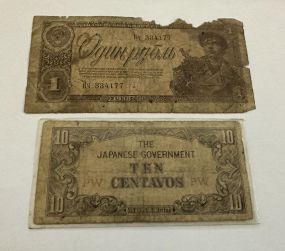 Japanese Ten Centavos and 1938 Note