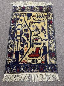 Semi Antique Afghan Wool Hand Knotted Rug