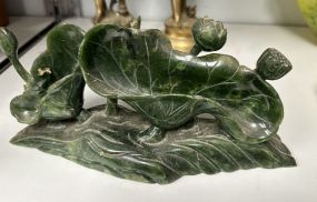 Chinese Green Jade Style Flower Sculpture