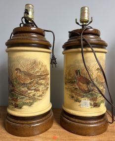 Pair of Ceramic Pheasant Vase Lamps