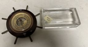 Etched Pheasant Trinket Box and Weather Barometer