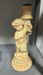 Plaster Boy Figurine Candle Holder