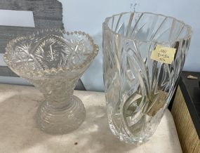 Heavy Crystal Vase and Punch Bowl Stand