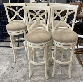 Five Modern White Factory Bar Stools