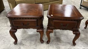 Pair of 21st Century Traditional Cherry Lamp Tables