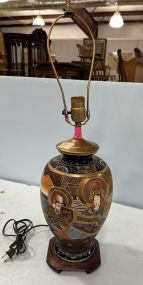 Satsuma Style Hand Painted Vase Lamp