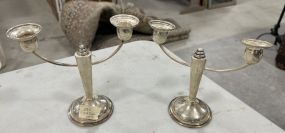 F Marked Weighted Sterling Candle Holders