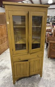 Primitive Style Painted China Cabinet