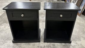 Pair of Modern Black Side Commodes