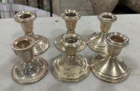 6 Weighted Sterling Candle Holders