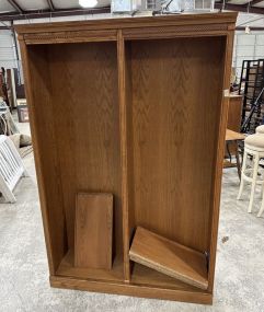 Modern Double Sided Oak Bookcase