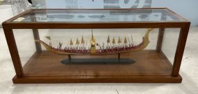 Vintage Thai Royal Barge Suphannahong Model in Display Case