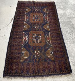 Vintage Bokhara Persian 3'5 x 6'5 Wool Rug