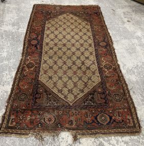 4' x 7'3 Semi Antique Persian Wool Rug