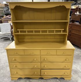 Painted Yellow Traditional Style Chest with Hutch Top