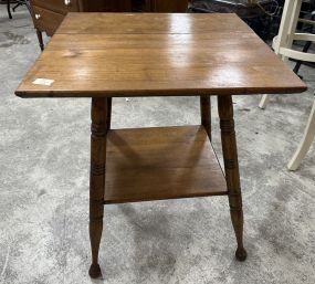 Vintage Oak Square Lamp Table