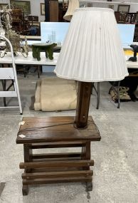 1980's Oak Magazine Lamp Table