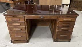 Antique Oak Kneehole Executer Desk